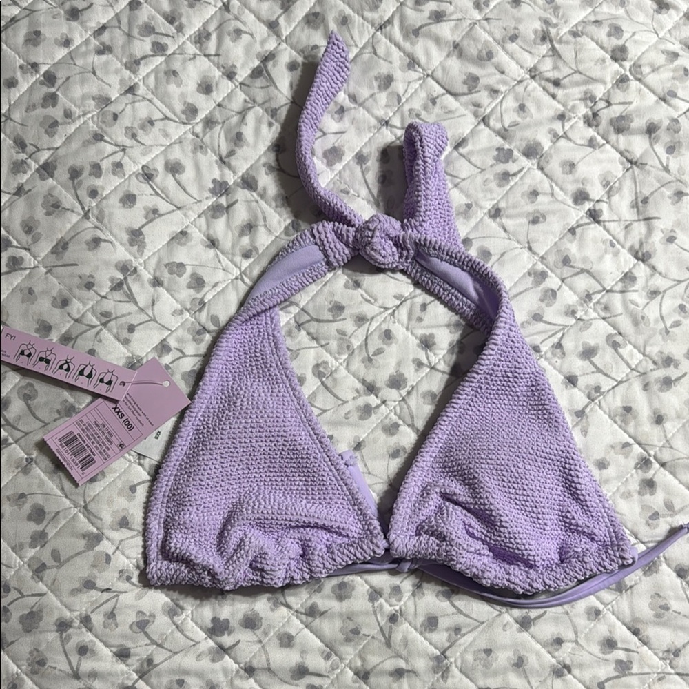 NWT Lavender Knit Halter Bikini Top XXS